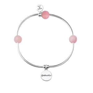 Godmother | Soft Bangle Charm Bracelet | Rose Quartz