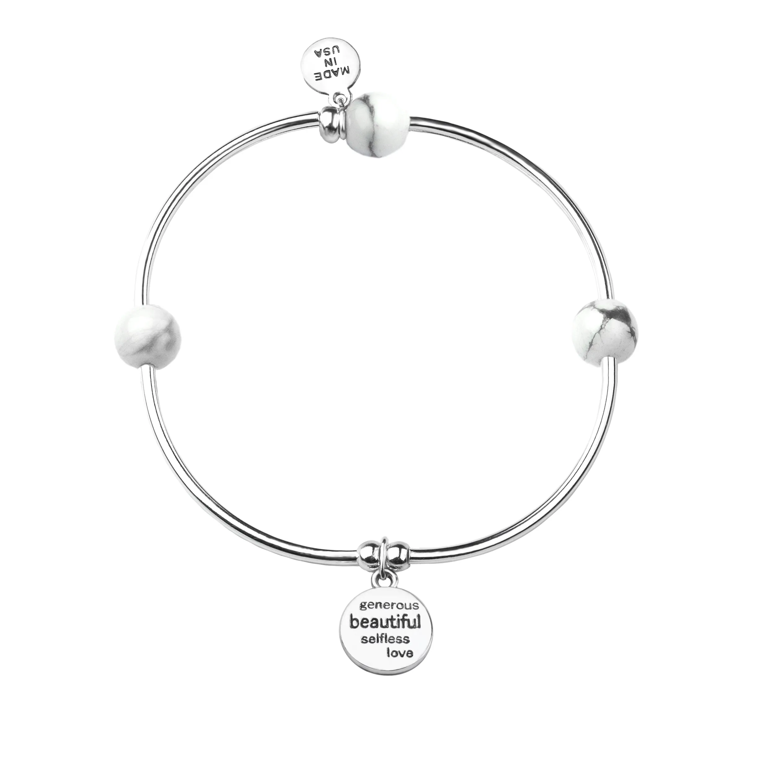 Godmother | Soft Bangle Charm Bracelet | Rose Quartz