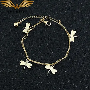 Gold Bohemian Anklet Beach Foot Jewelry Leg Chain Butterfly Dragonfly anklets For Women Barefoot Sandals Ankle Bracelet feet 2D4