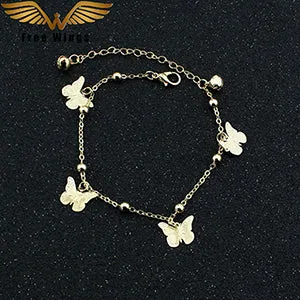 Gold Bohemian Anklet Beach Foot Jewelry Leg Chain Butterfly Dragonfly anklets For Women Barefoot Sandals Ankle Bracelet feet 2D4