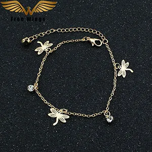 Gold Bohemian Anklet Beach Foot Jewelry Leg Chain Butterfly Dragonfly anklets For Women Barefoot Sandals Ankle Bracelet feet 2D4