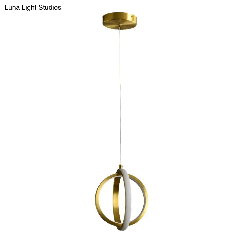 Gold Dual Ring Mini Pendant Light Kit, Simplicity LED, Metallic Down Lighting Pendant - Modern Elegance