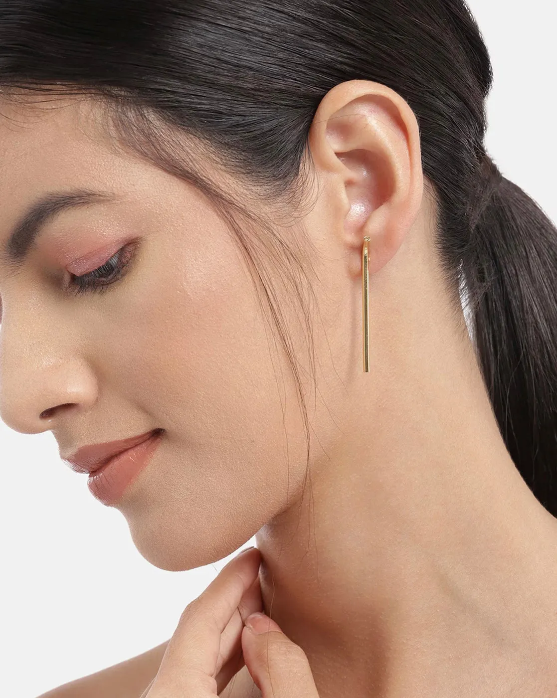 Gold Plated With Cz Stylish Drop Earring For Women