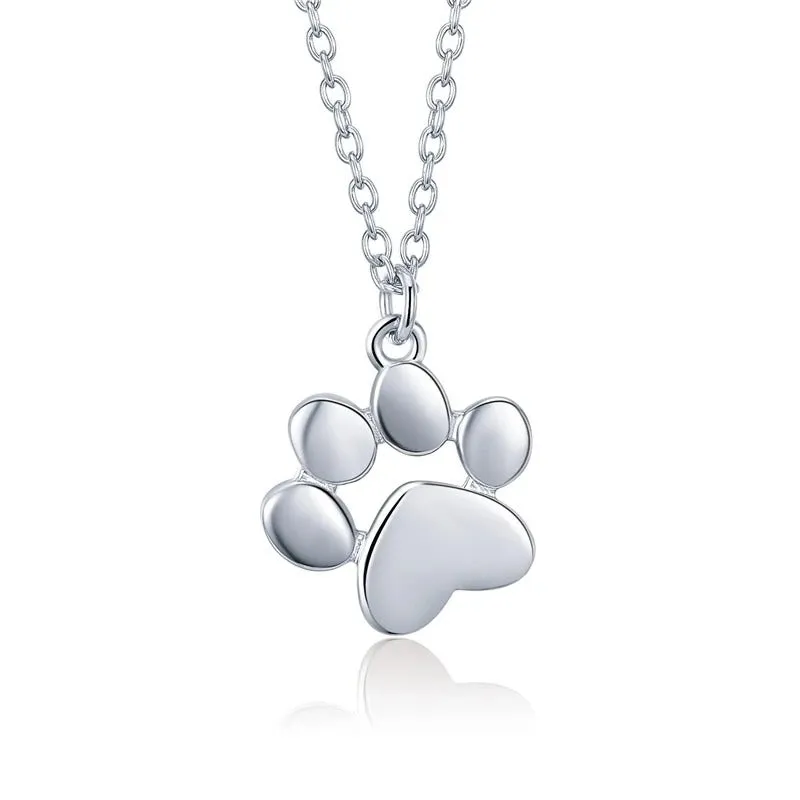 Gold Silver Cat Paw Necklace Dog Footprint Pendant Chain for Women Gift Cute Animal Jewelry