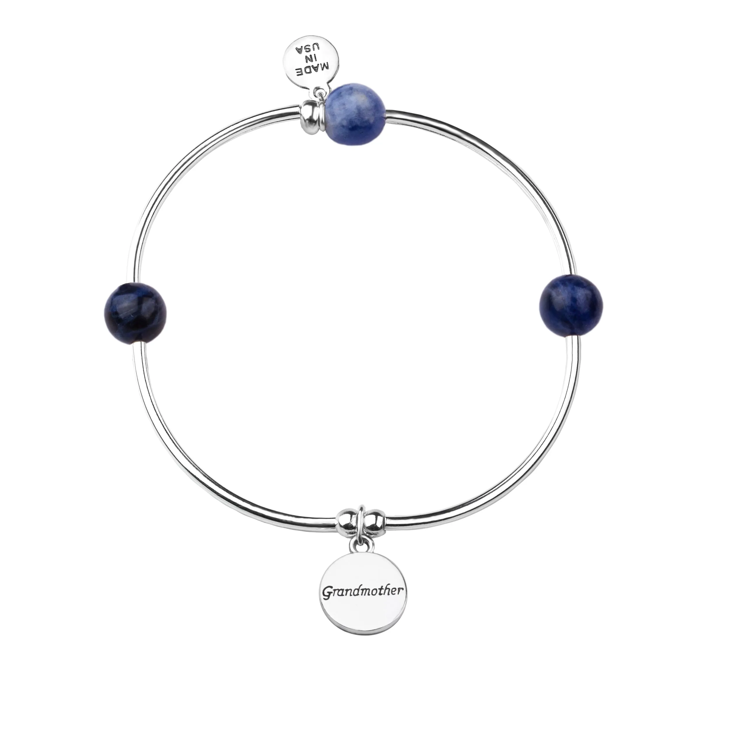 Grandmother | Soft Bangle Charm Bracelet | Sodalite