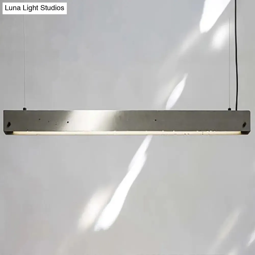 Grey Rectangular Ceiling Light for Office - Simple 1 Head Suspension Lighting in Cement