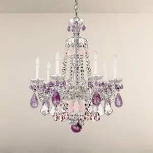 Hamilton Rock Crystal 7 Light Silver Chandelier with Amethyst & Rose Rock Crystals