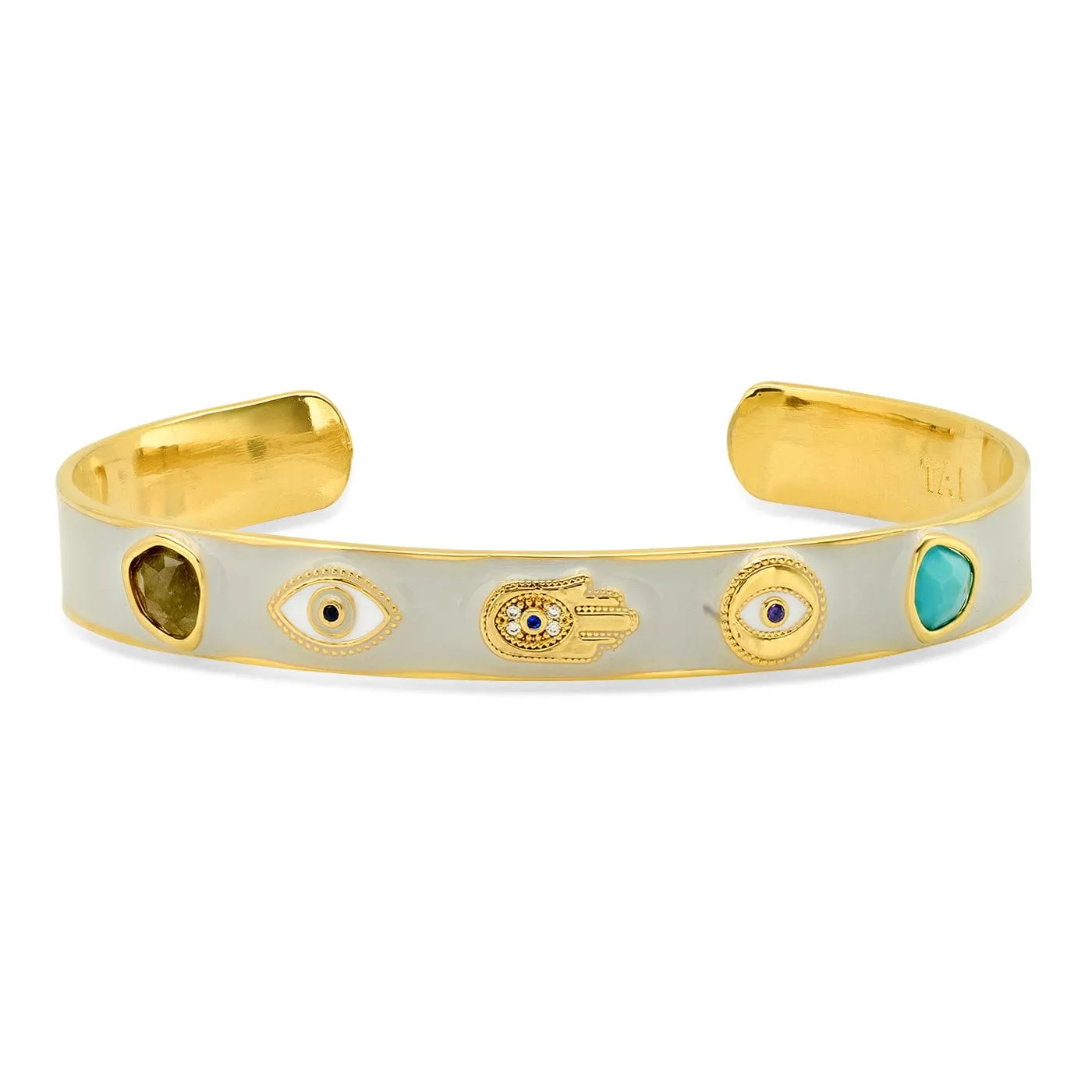 Hamsa Enamel Open Cuff Bracelet