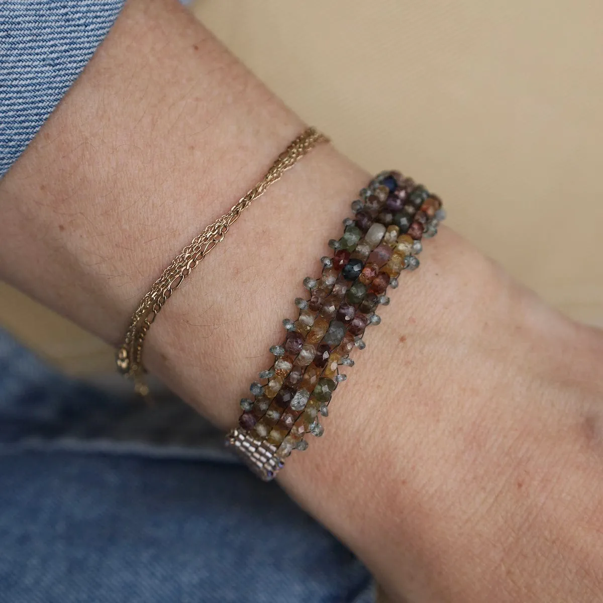 Hand Woven Soft Bracelet of Shaded Zircon