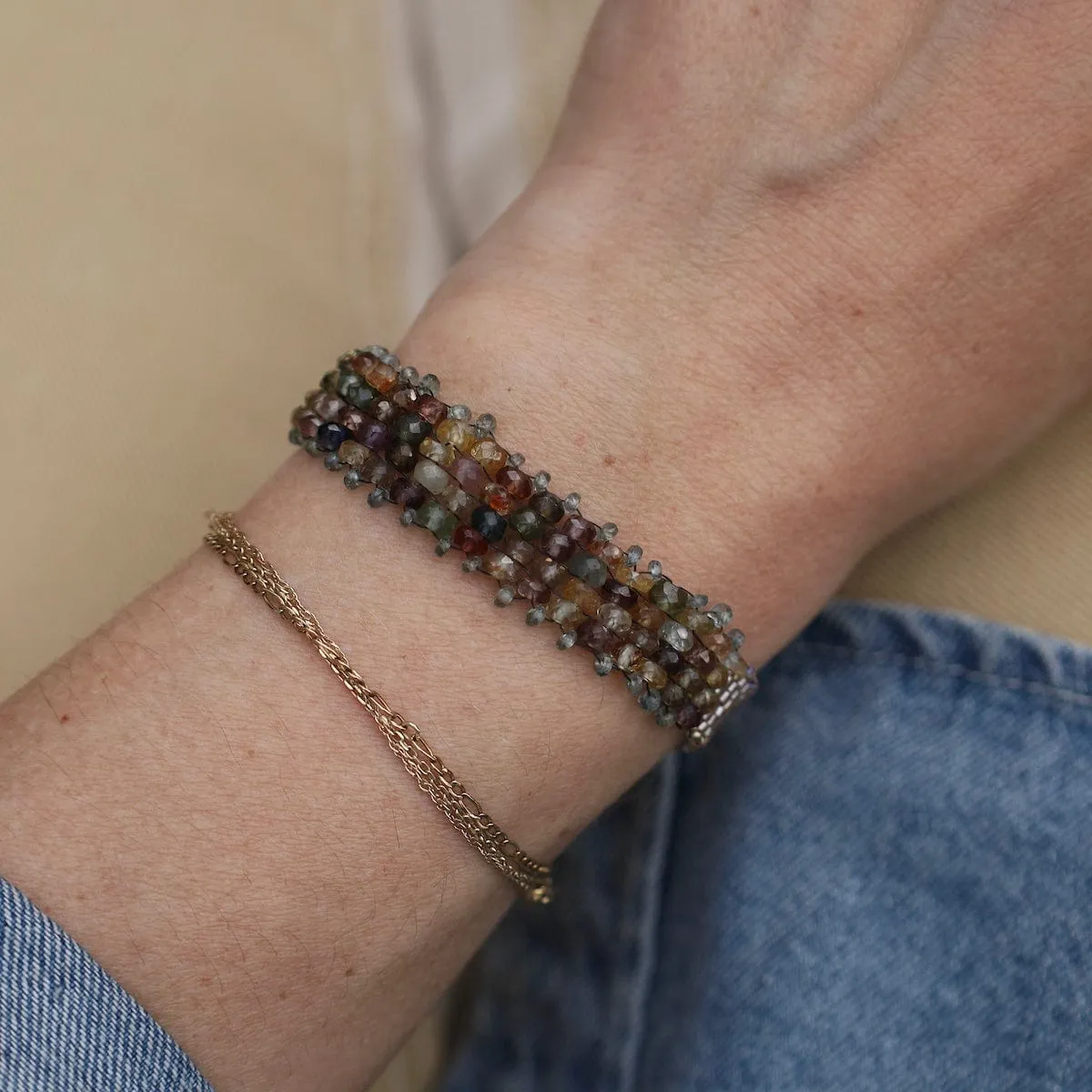 Hand Woven Soft Bracelet of Shaded Zircon