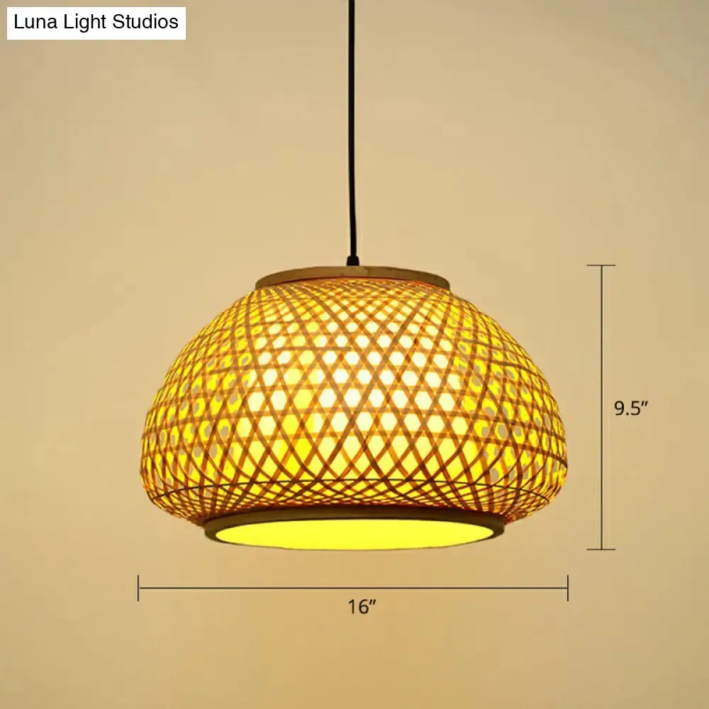 Handcrafted Bamboo Cage Pendant Light for Dining Room - Asian Inspired Design