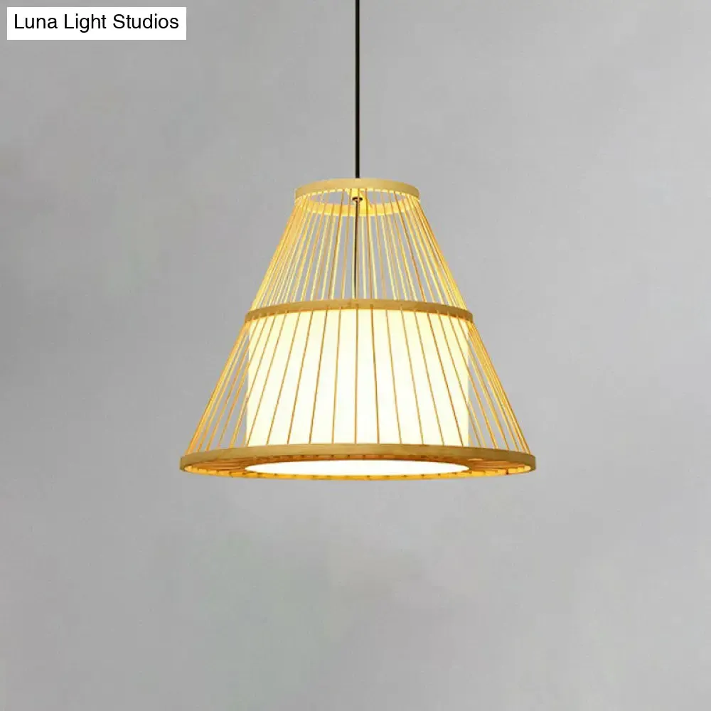 Handcrafted Bamboo Cage Pendant Light for Dining Room - Asian Inspired Design