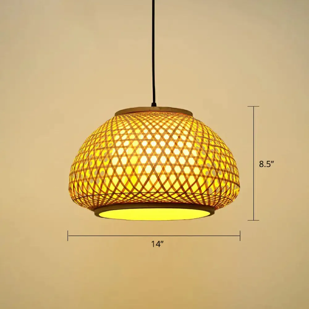 Handcrafted Bamboo Cage Pendant Light for Dining Room - Asian Inspired Design