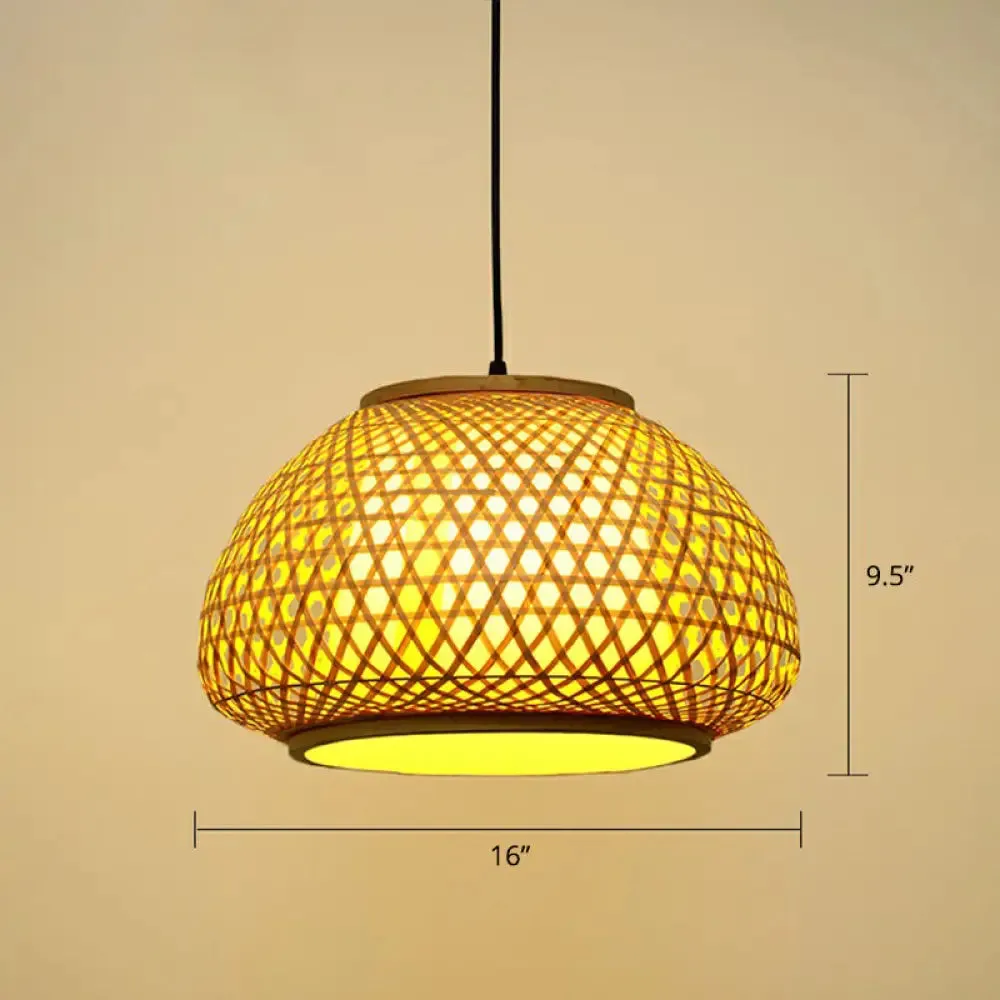 Handcrafted Bamboo Cage Pendant Light for Dining Room - Asian Inspired Design