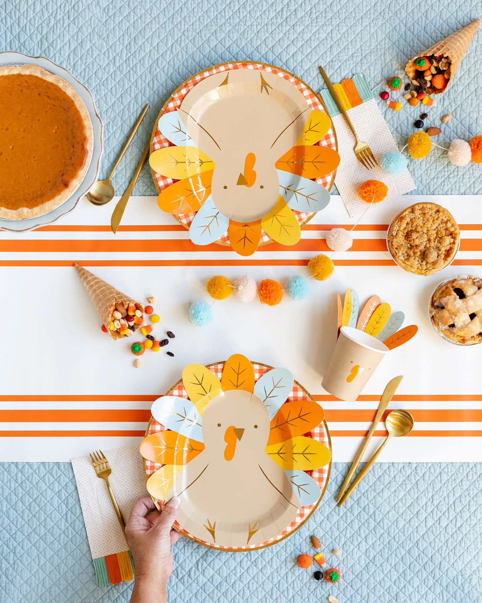 Harvest Rust Striped Paper Table Runner