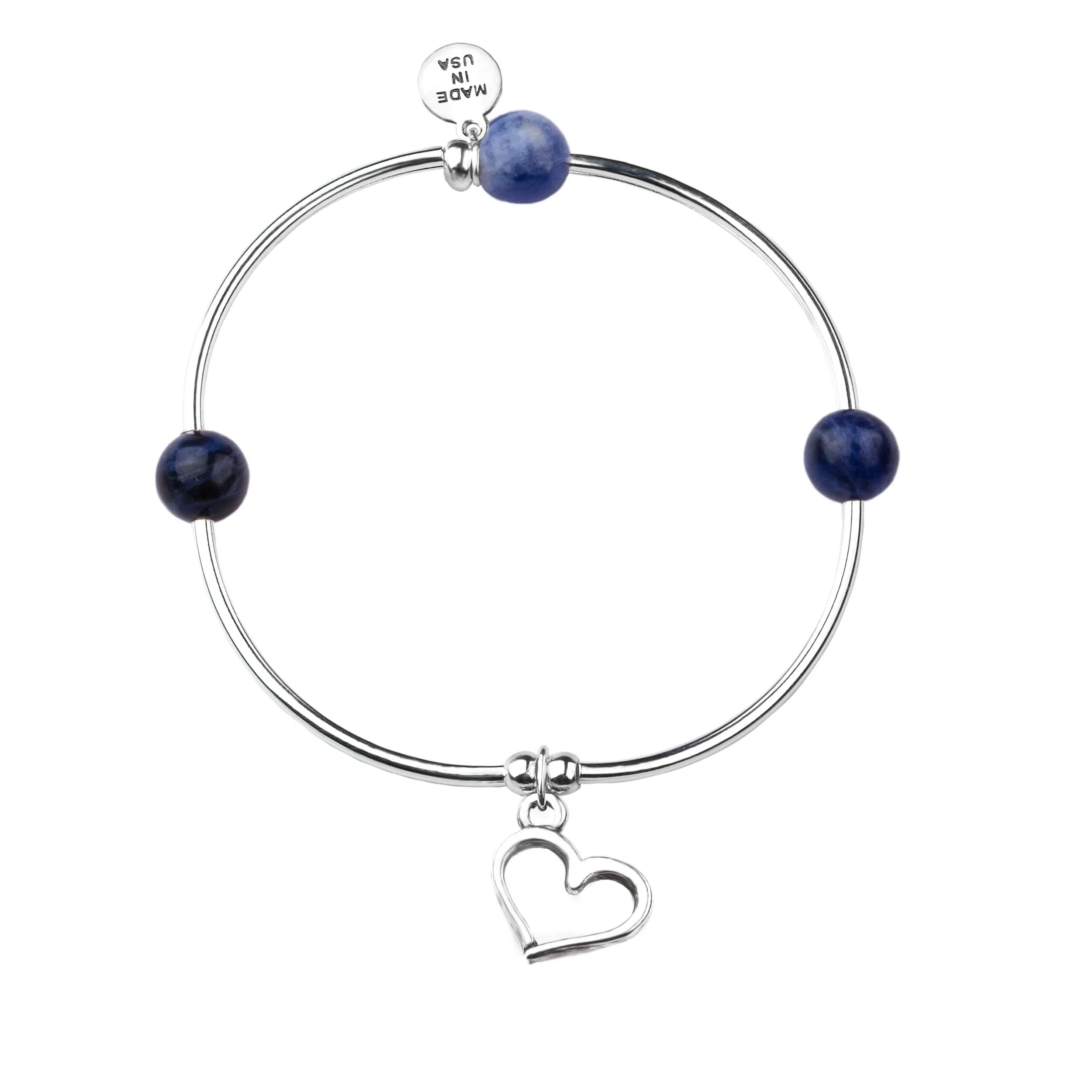 Heart | Soft Bangle Charm Bracelet | Sodalite