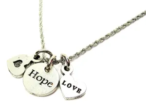 Hope Circle Stainless Steel Rope Chain Necklace