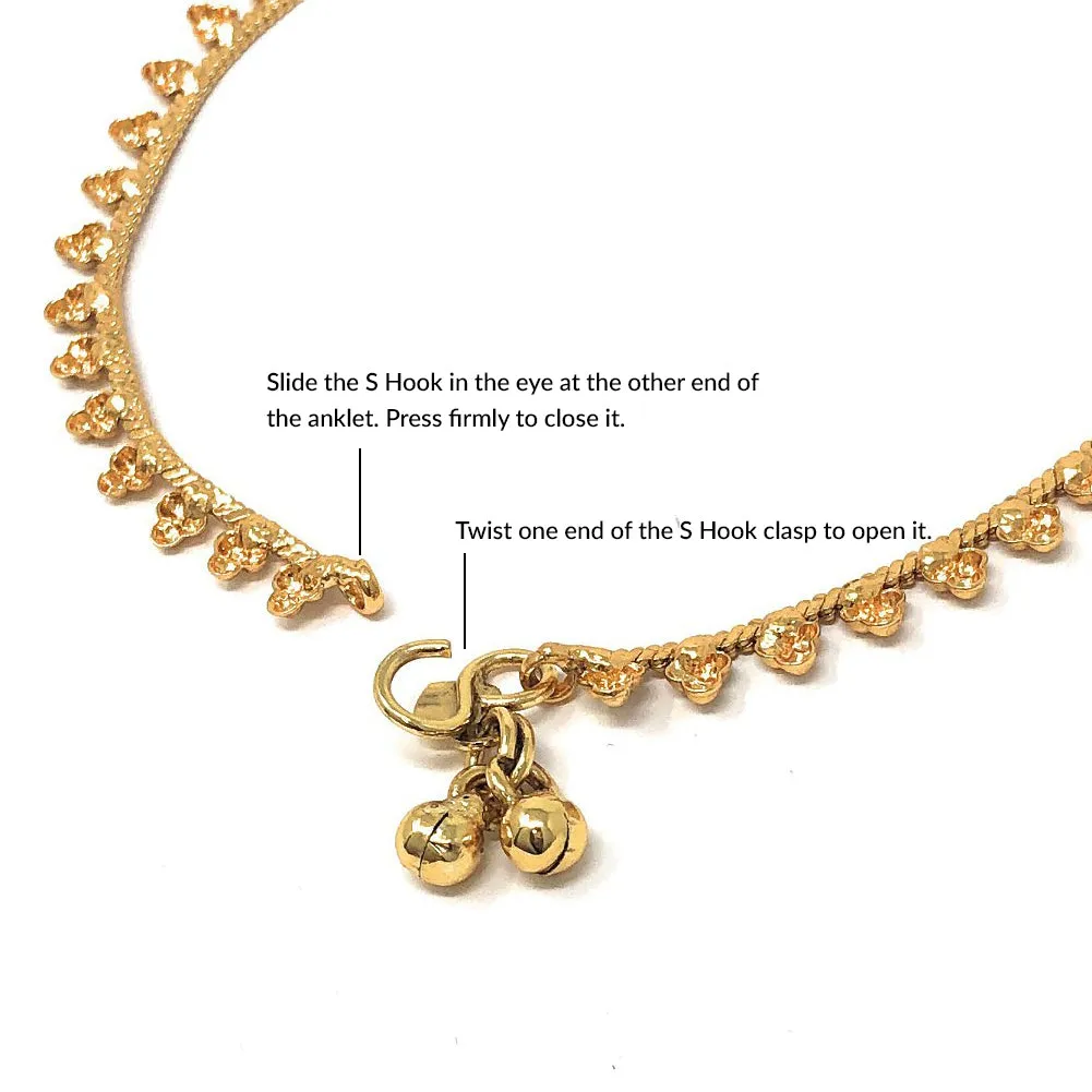 Indian Everyday Wear Gold Tone Plated Beach Party Chain Bells Anklet Paayal Set For Women Duel On Jewel