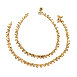 Indian Everyday Wear Gold Tone Plated Beach Party Chain Bells Anklet Paayal Set For Women Duel On Jewel