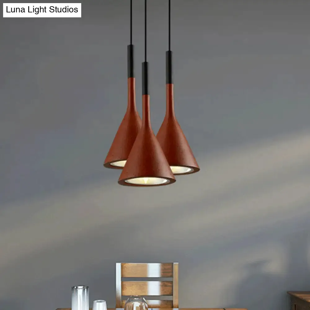 Industrial Hanging Pendant Lamp with Funnel Shade - Black/Grey, Aluminum and Concrete Ceiling Light Fixture