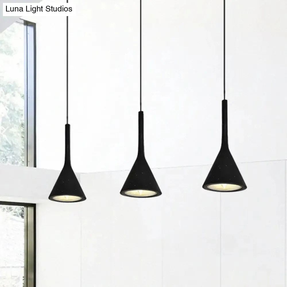 Industrial Hanging Pendant Lamp with Funnel Shade - Black/Grey, Aluminum and Concrete Ceiling Light Fixture