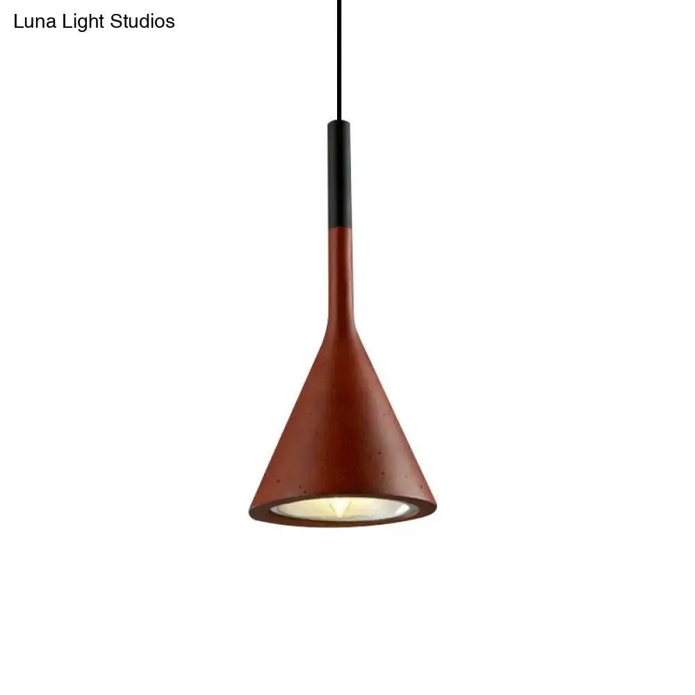 Industrial Hanging Pendant Lamp with Funnel Shade - Black/Grey, Aluminum and Concrete Ceiling Light Fixture