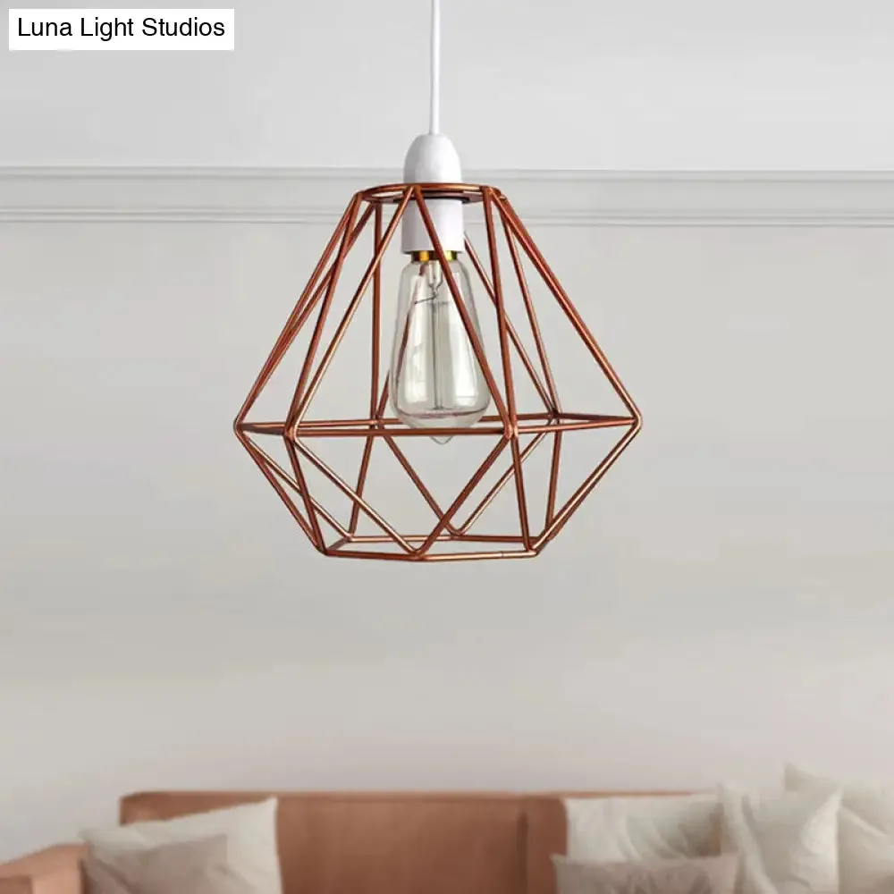 Industrial Loft Yellow/White Wire Frame Hanging Pendant Light - Modern Metal Lamp for Living Room