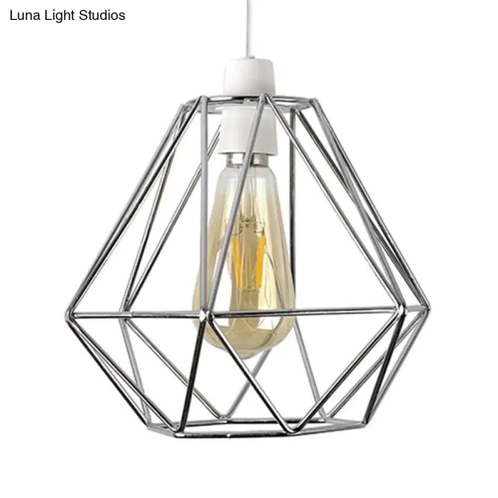 Industrial Loft Yellow/White Wire Frame Hanging Pendant Light - Modern Metal Lamp for Living Room