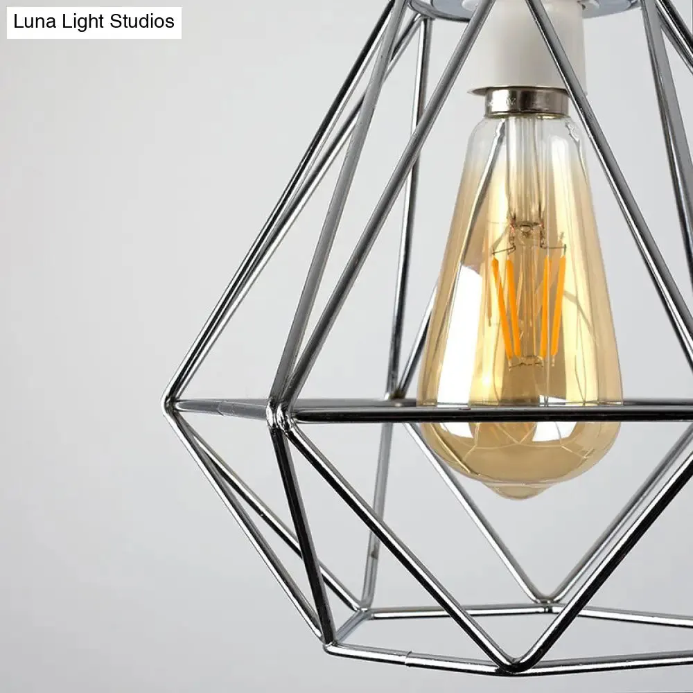 Industrial Loft Yellow/White Wire Frame Hanging Pendant Light - Modern Metal Lamp for Living Room