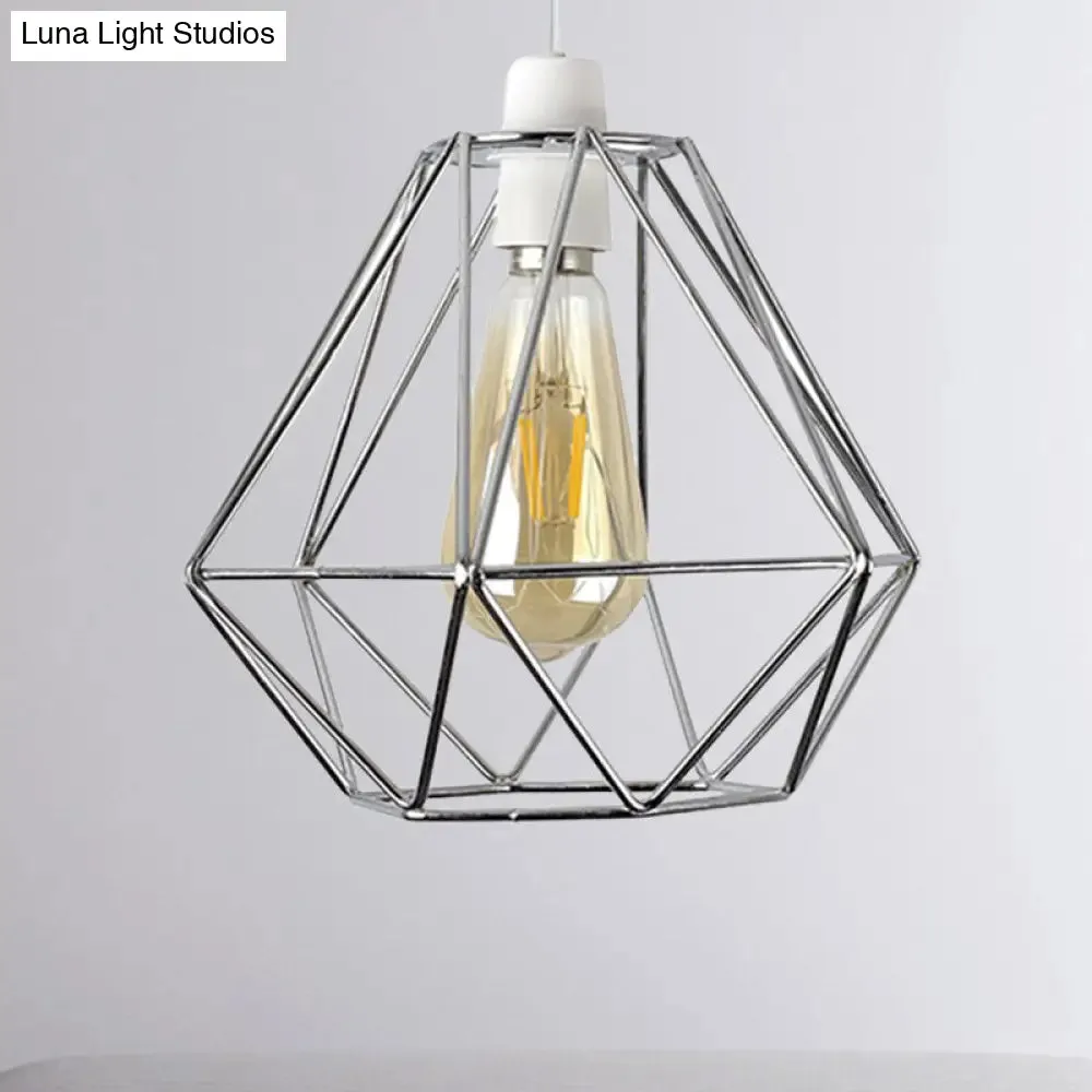 Industrial Loft Yellow/White Wire Frame Hanging Pendant Light - Modern Metal Lamp for Living Room