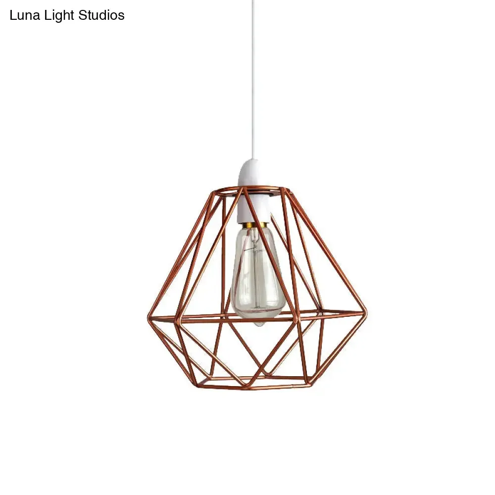 Industrial Loft Yellow/White Wire Frame Hanging Pendant Light - Modern Metal Lamp for Living Room