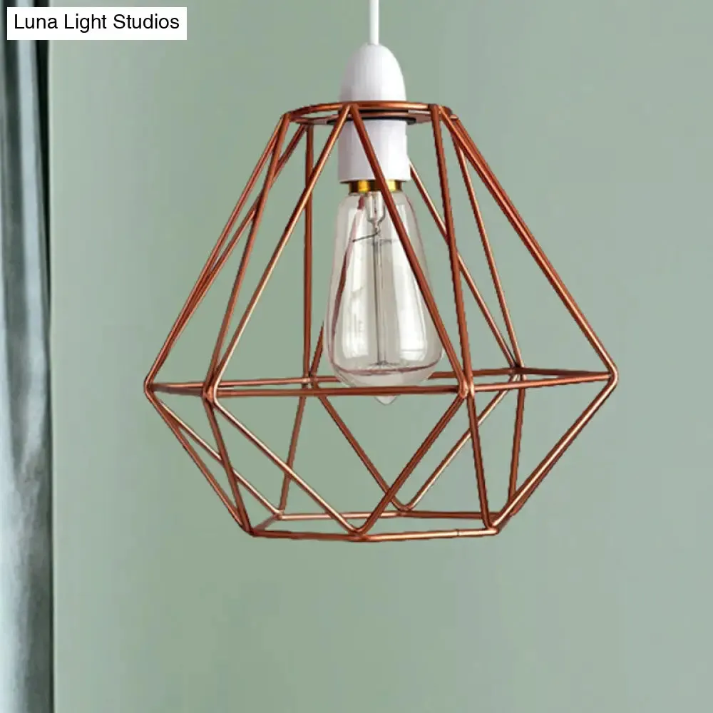 Industrial Loft Yellow/White Wire Frame Hanging Pendant Light - Modern Metal Lamp for Living Room