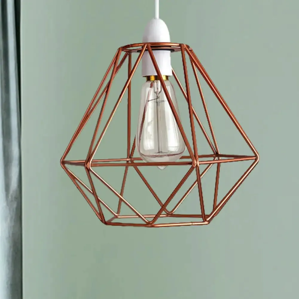 Industrial Loft Yellow/White Wire Frame Hanging Pendant Light - Modern Metal Lamp for Living Room