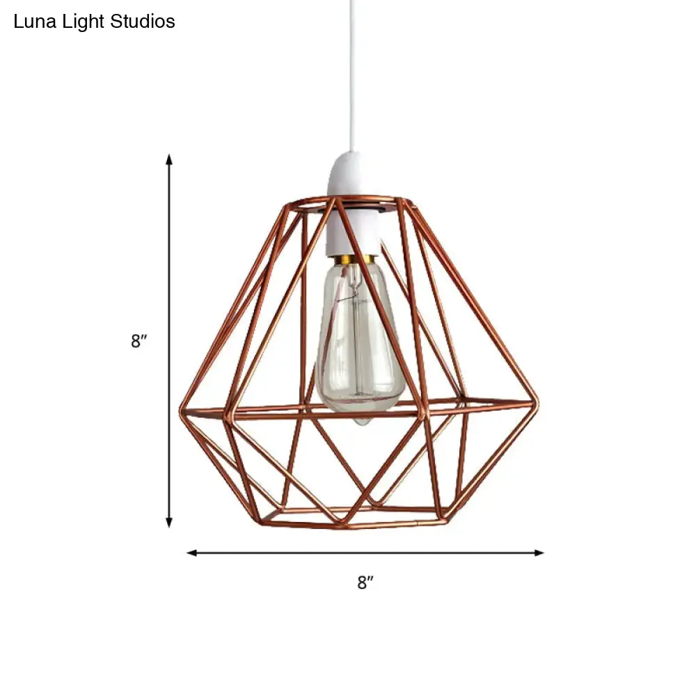 Industrial Loft Yellow/White Wire Frame Hanging Pendant Light - Modern Metal Lamp for Living Room