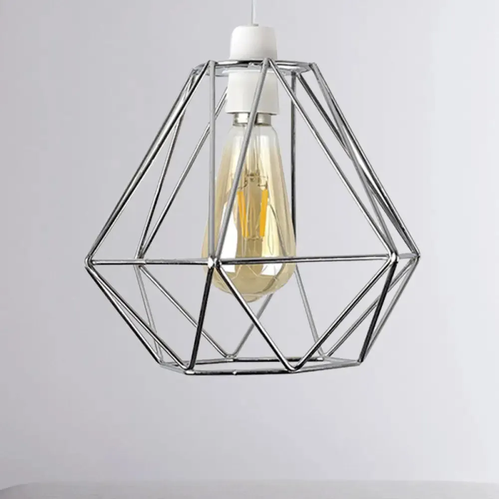 Industrial Loft Yellow/White Wire Frame Hanging Pendant Light - Modern Metal Lamp for Living Room