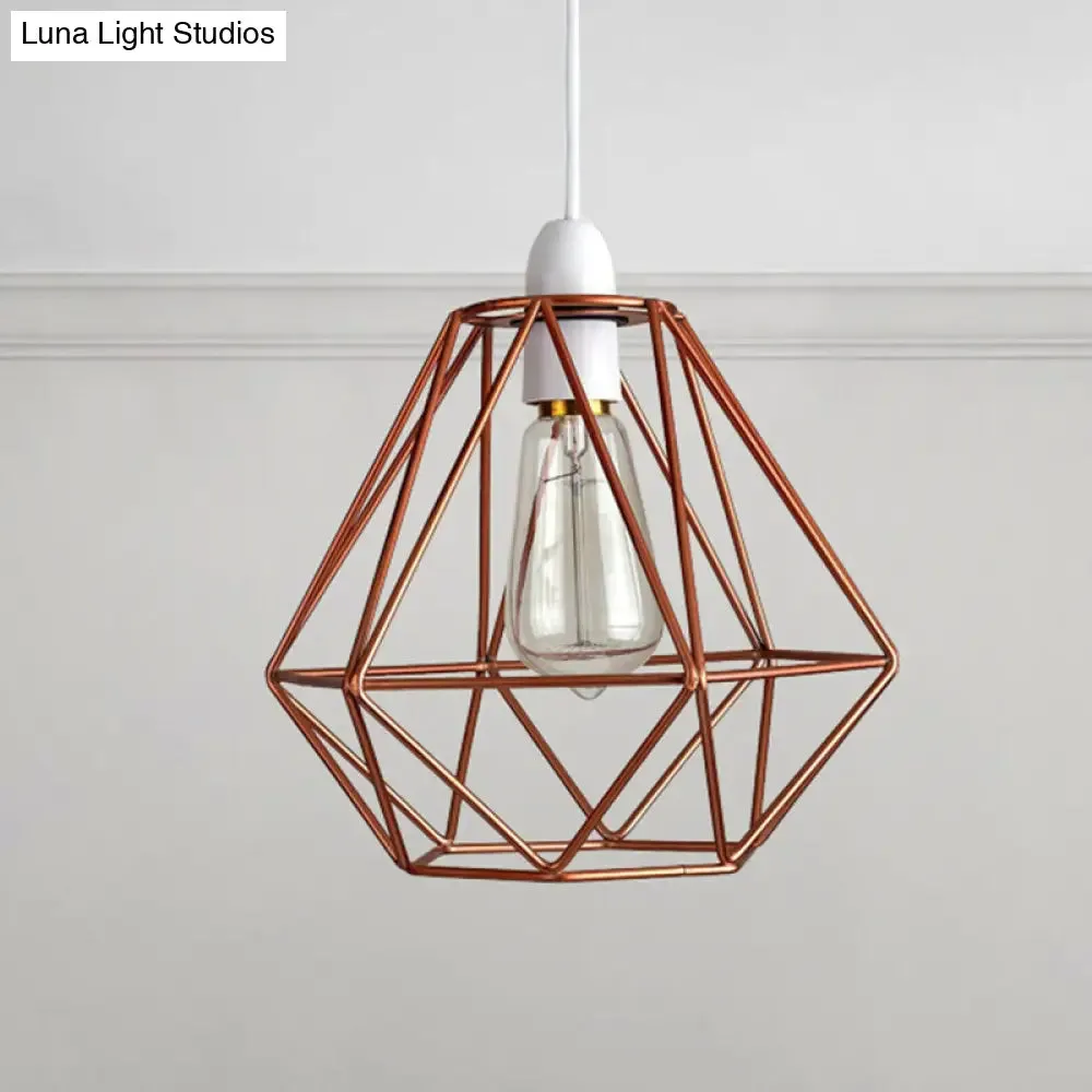 Industrial Loft Yellow/White Wire Frame Hanging Pendant Light - Modern Metal Lamp for Living Room