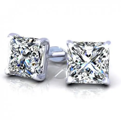 Inexpensive 1.00CT Round Cut Diamond Stud Earrings in 14KT White Gold