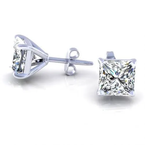 Inexpensive 1.00CT Round Cut Diamond Stud Earrings in 14KT White Gold