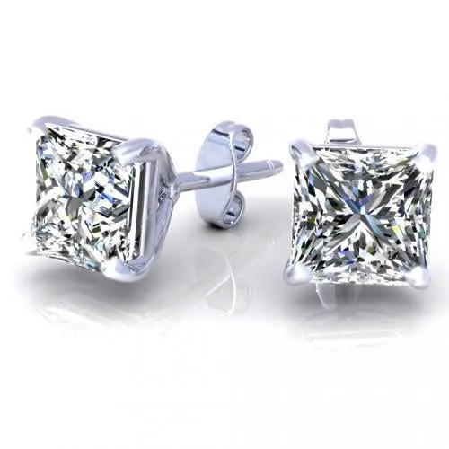 Inexpensive 1.00CT Round Cut Diamond Stud Earrings in 14KT White Gold