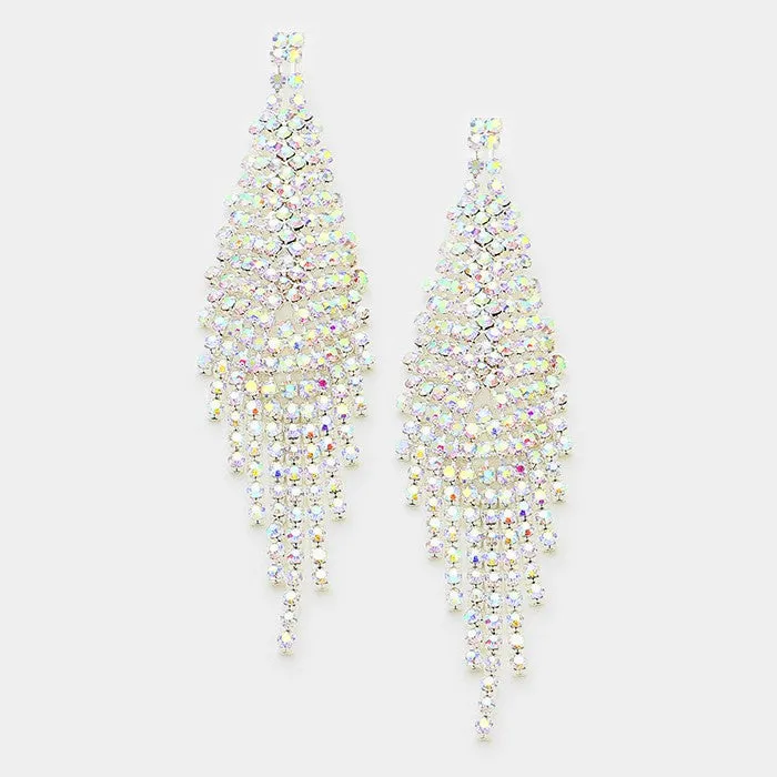 JALISSA - AB pave crystal rhinestone fringe earrings