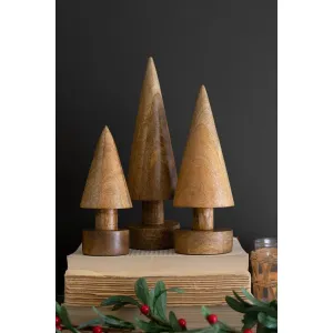 Kalalou set of three turned wooden christmas trees - NGLC1034