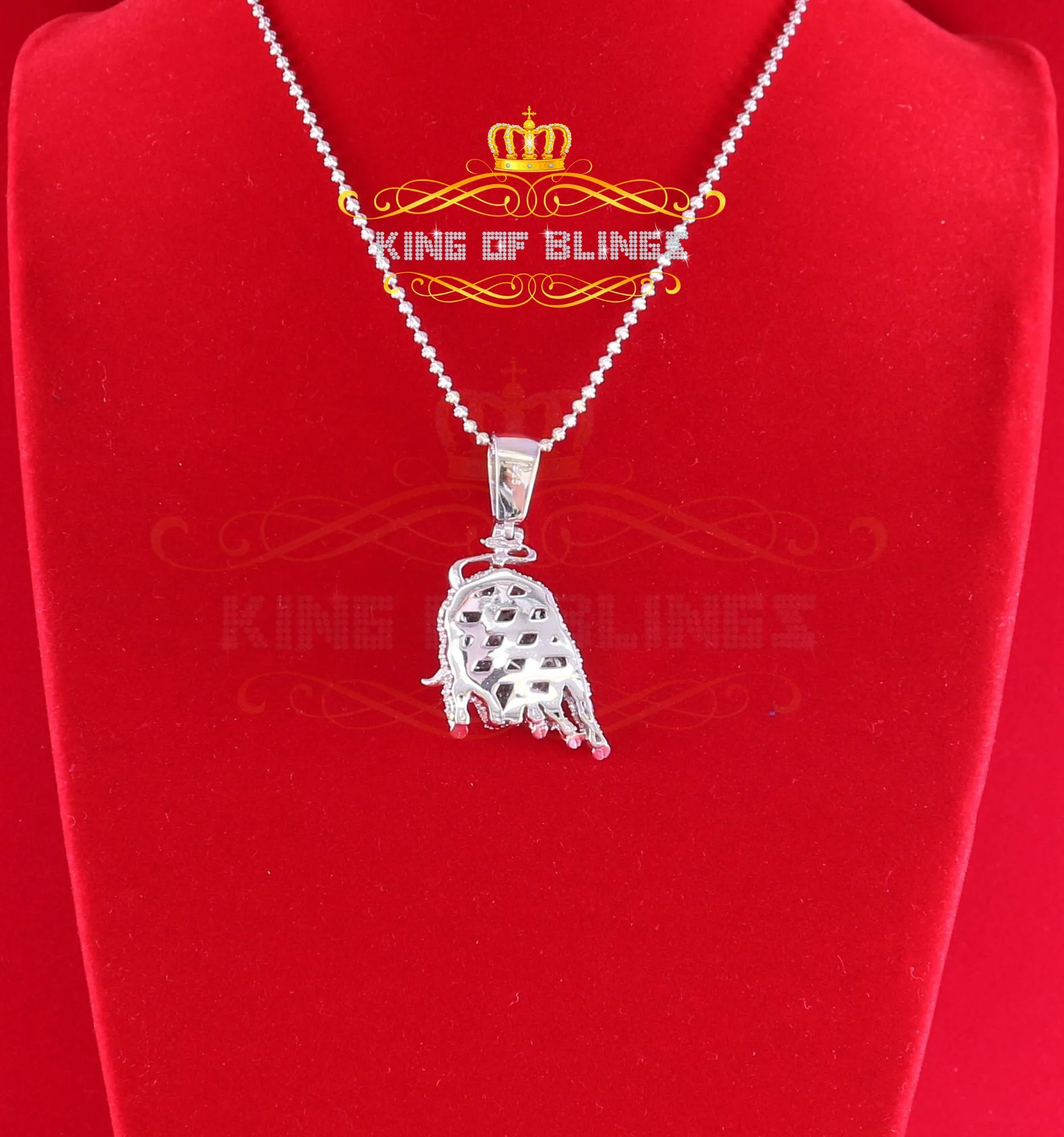 King Of Bling's White Sterling Silver Pendant Beautiful OX Shape 3.32ct Cubic Zirconia