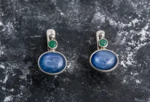 Kyanite Earrings - Two Stone Earrings - Blue Statement Earrings