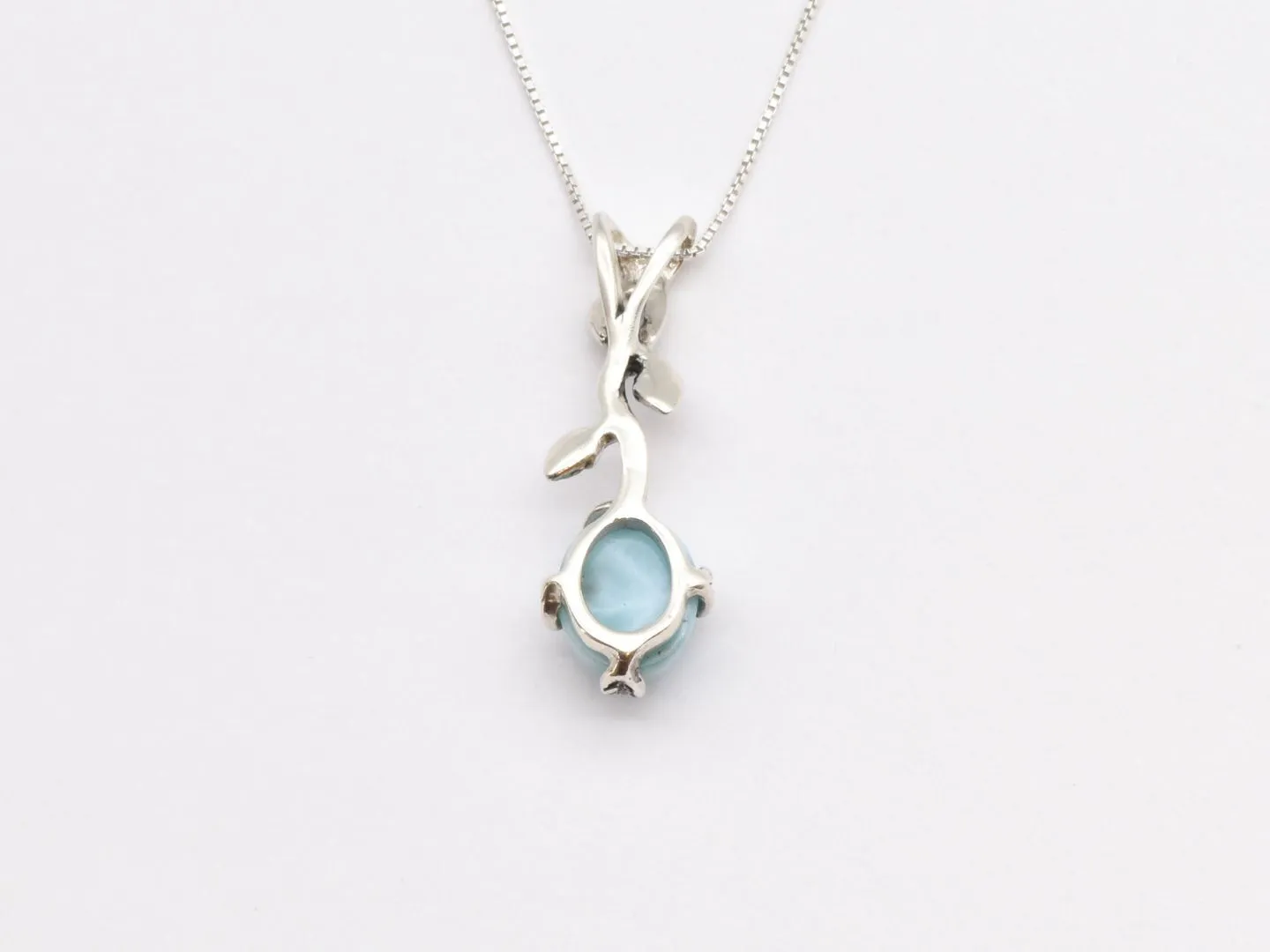 Leaf Larimar Necklace - Genuine Larimar Pendant - Boho Leaf Necklace