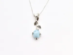 Leaf Larimar Necklace - Genuine Larimar Pendant - Boho Leaf Necklace