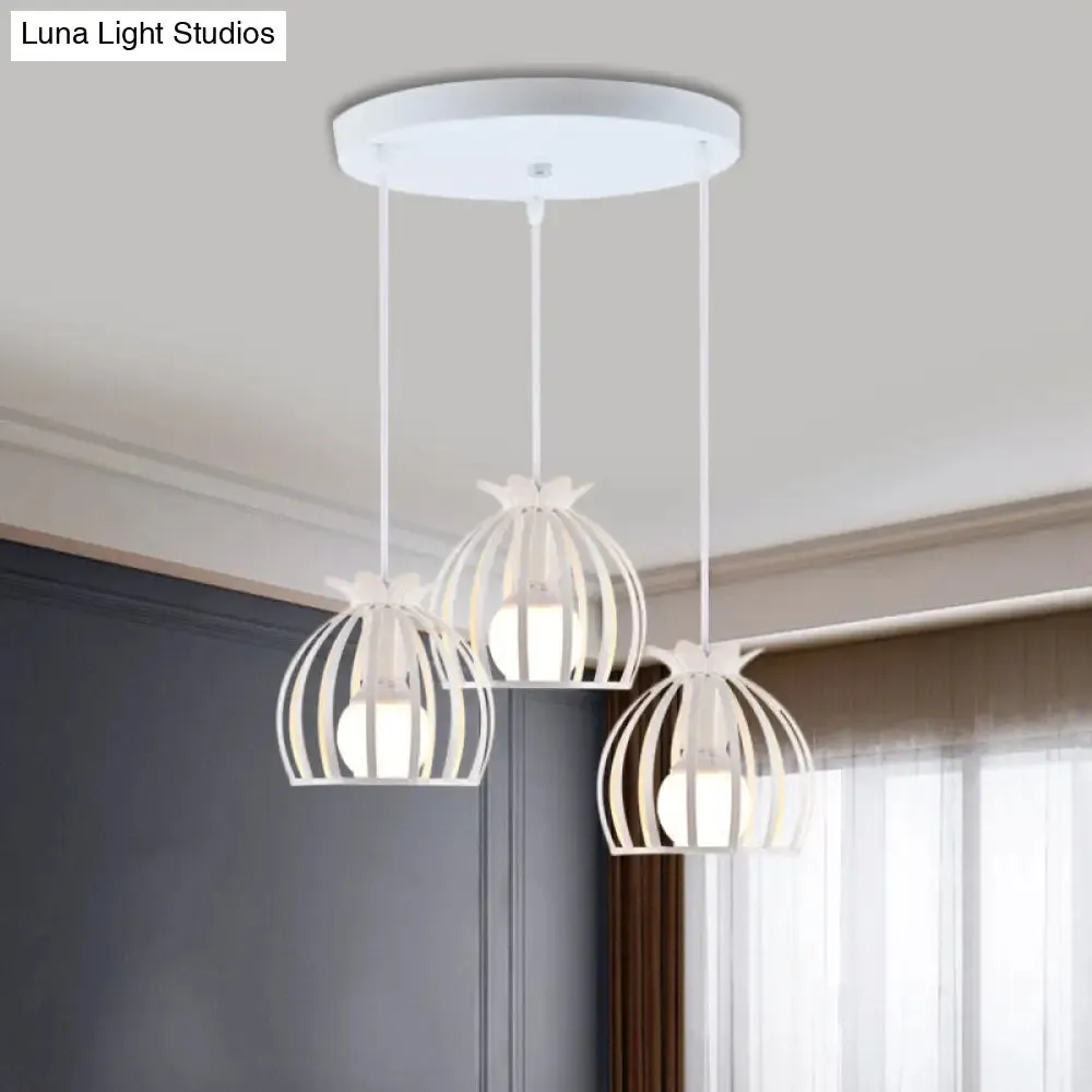 Loft Style Dome Cage Pendant Light with Hanging Head - Black/White - Perfect for Living Room