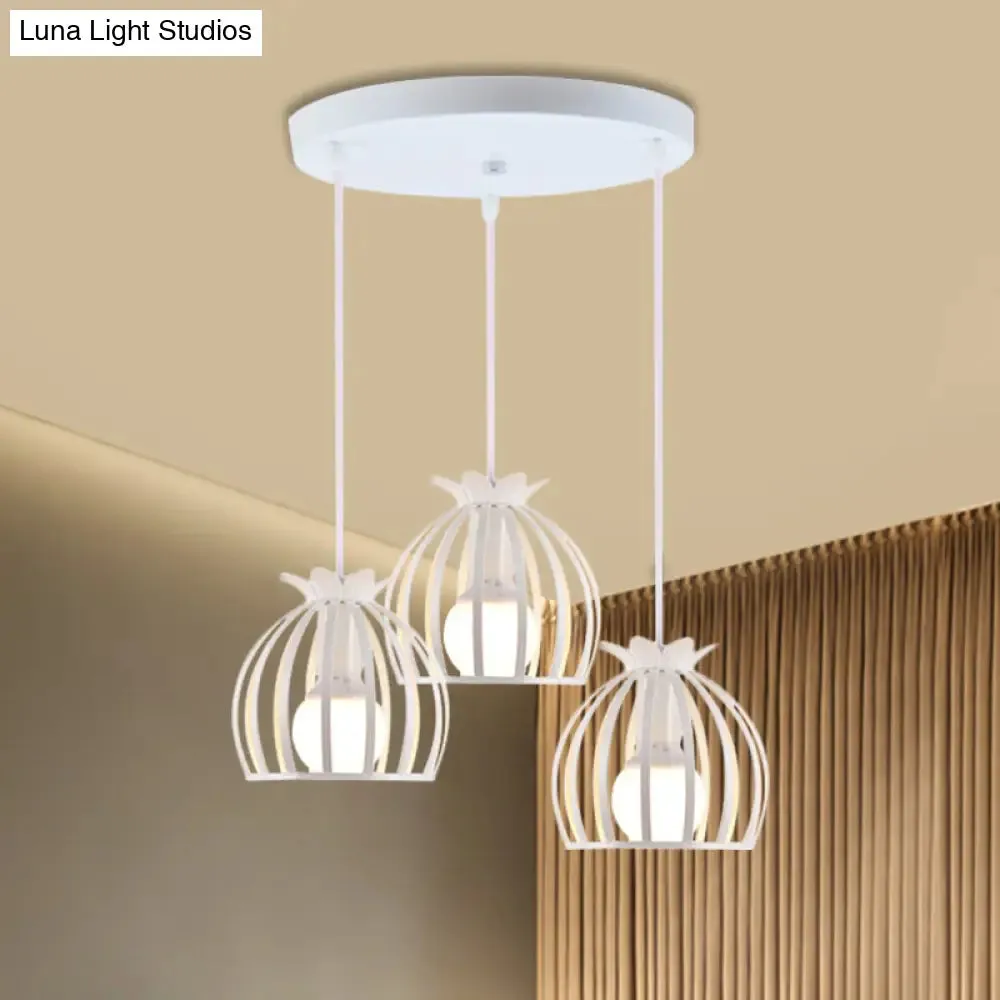 Loft Style Dome Cage Pendant Light with Hanging Head - Black/White - Perfect for Living Room