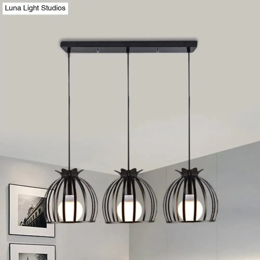 Loft Style Dome Cage Pendant Light with Hanging Head - Black/White - Perfect for Living Room