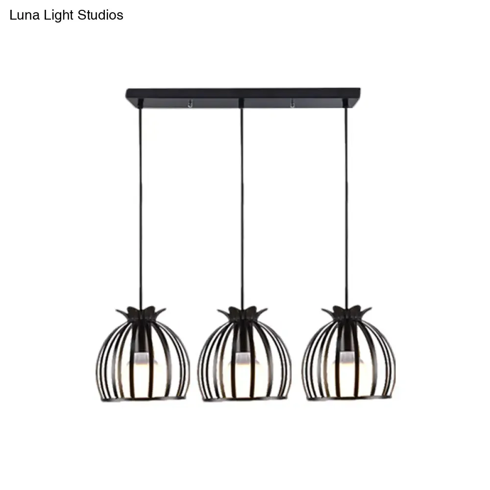 Loft Style Dome Cage Pendant Light with Hanging Head - Black/White - Perfect for Living Room