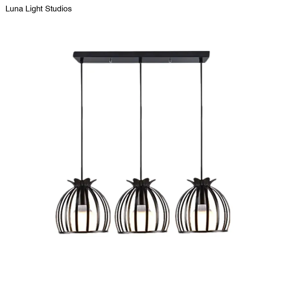 Loft Style Dome Cage Pendant Light with Hanging Head - Black/White - Perfect for Living Room